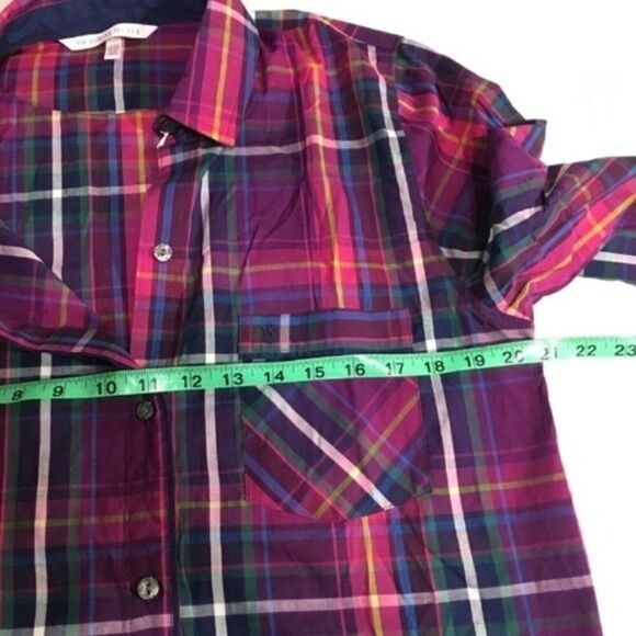 VICTORIA’S SECRET PLAID LONG SLEEVE BUTTON UP SLEEPING SHIRT SZ SMALL - Picture 4 of 7